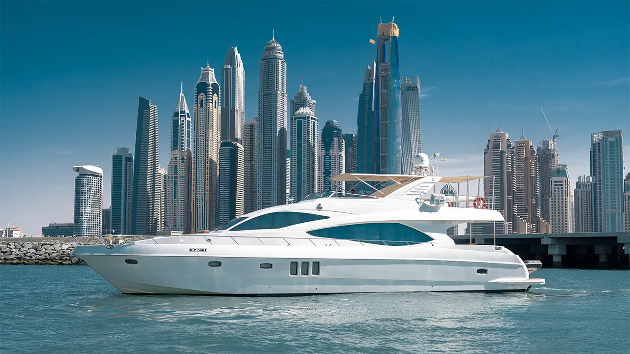 majesty dionysos 77ft yacht rental dubai marina