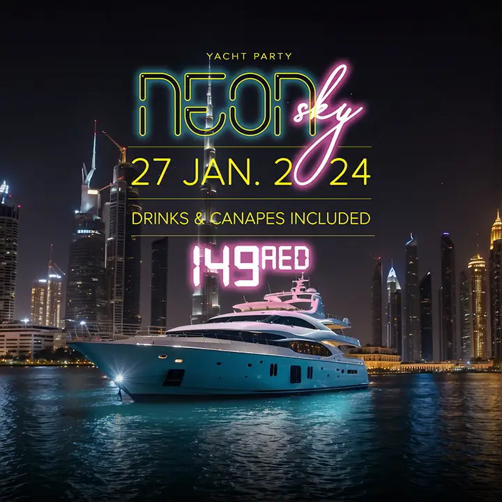 neon sky yacht party in dubai by centaurus charter book yachts dubai