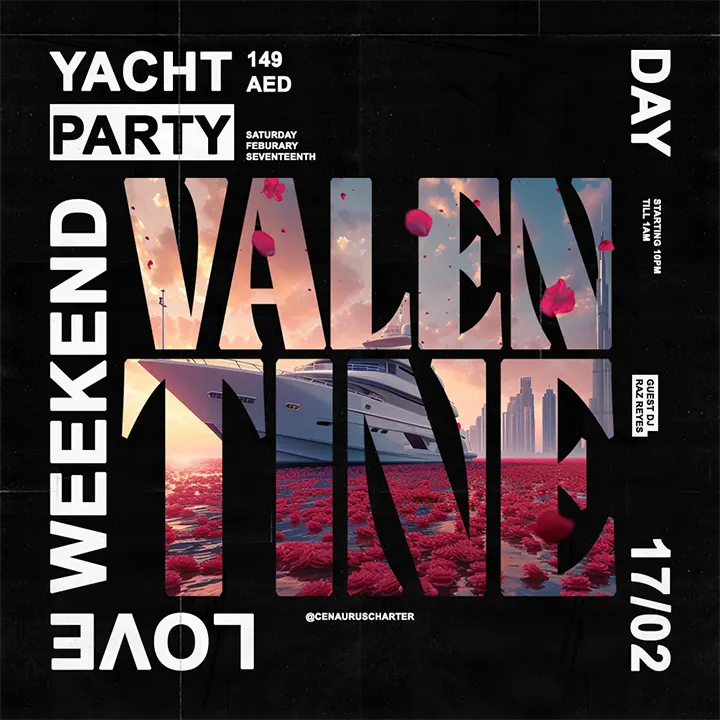 valentines yacht party in dubai by centaurus charter book yachts dubai